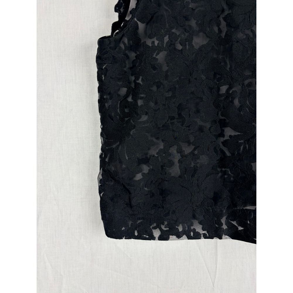 Banana Republic Womens Black Floral Lace V-Neck Sleeveless Shell M Top Sheer - Picture 11 of 13